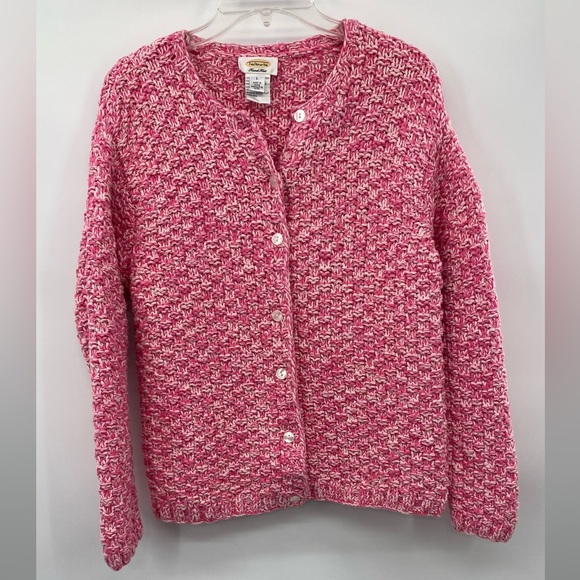 Talbots Vintage Hand-knit Pink cardigan sweater size L - Picture 2 of 8